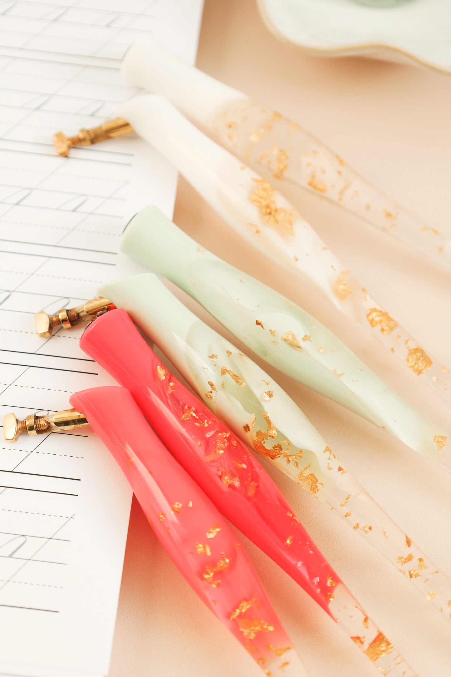 Coloured Gold Leaf Resin Pen