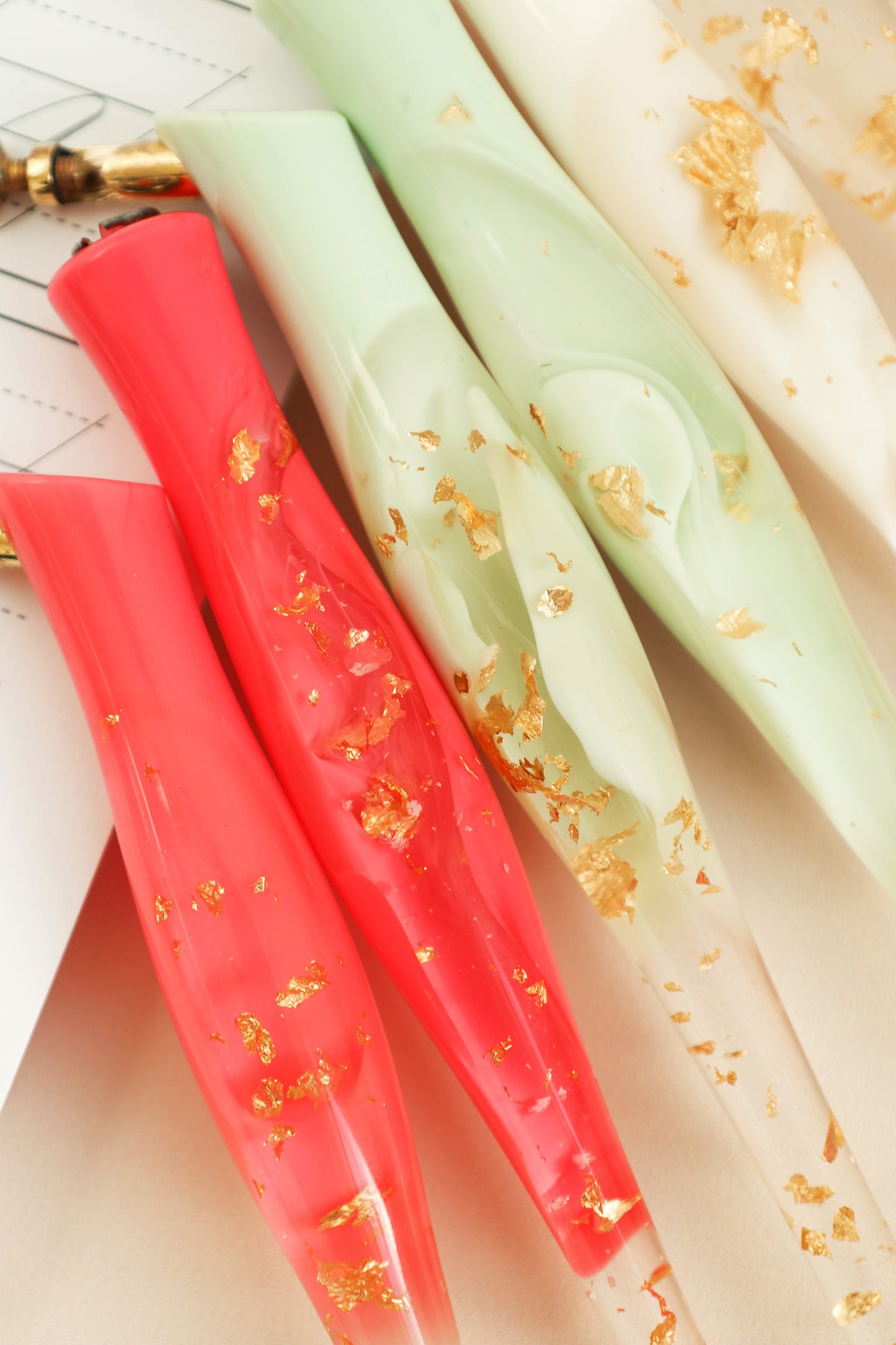 Coloured Gold Leaf Resin Pen