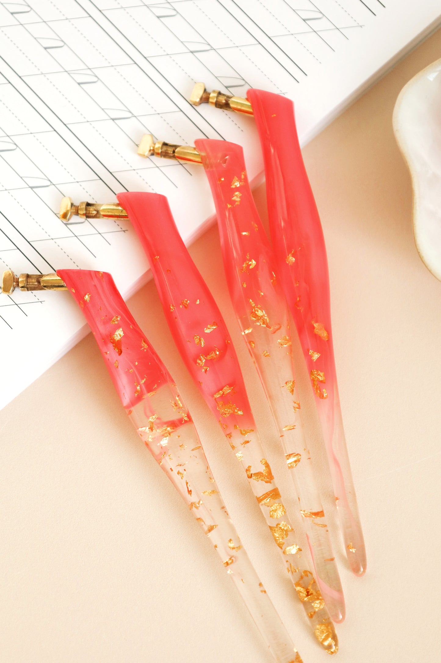 Coloured Gold Leaf Resin Pen