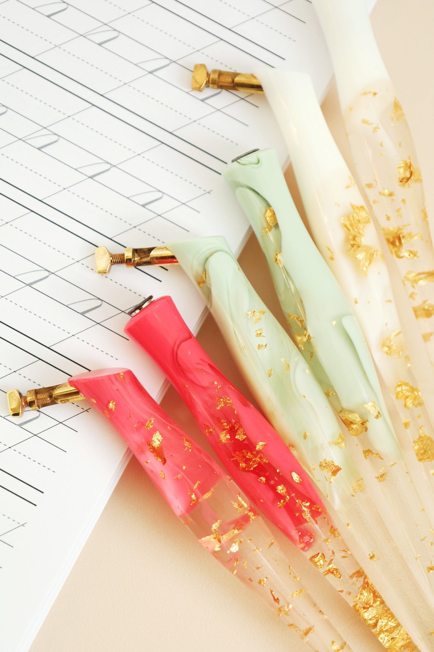 Coloured Gold Leaf Resin Pen