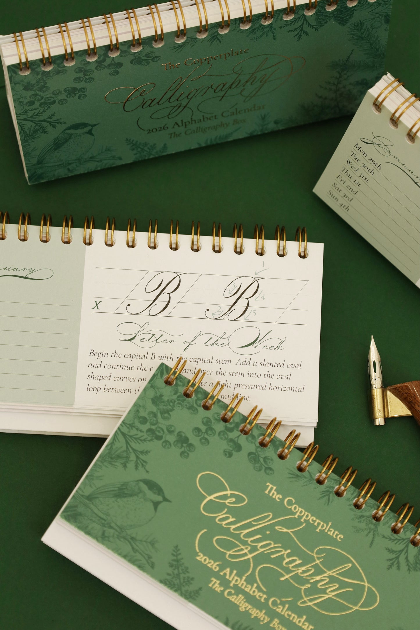 Copperplate Alphabet Desk Calendar 2026